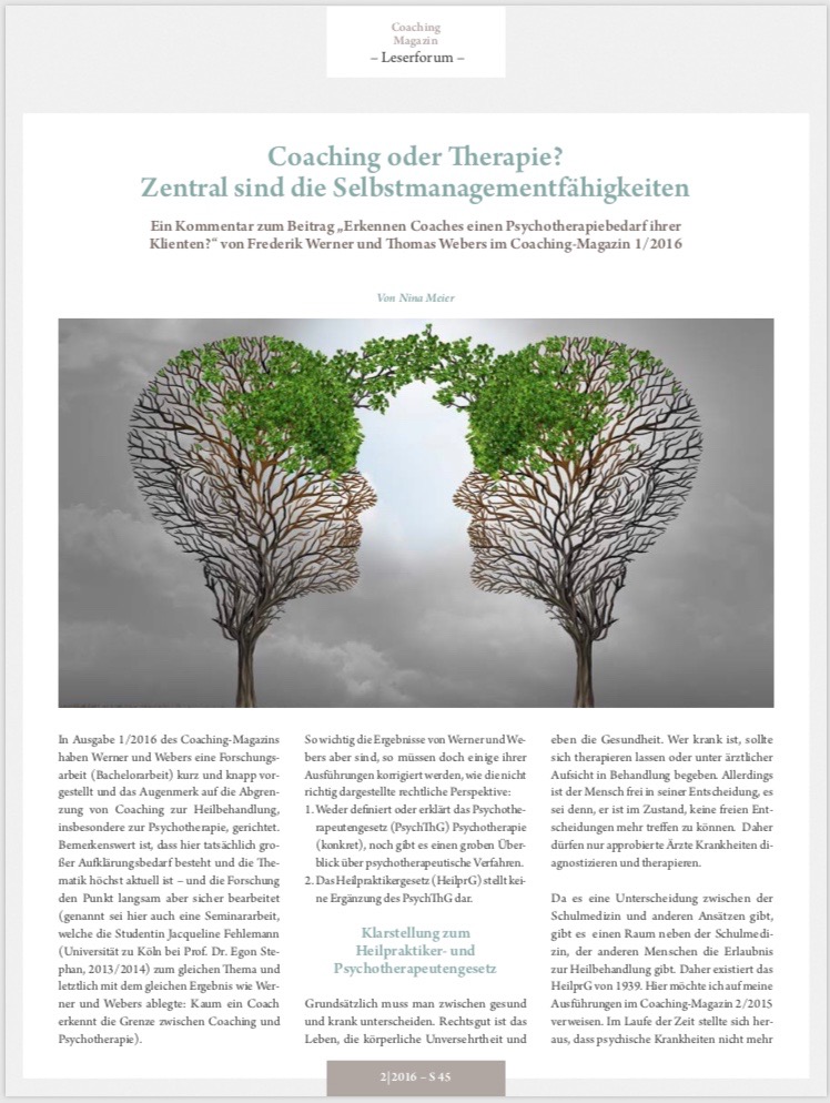 Fachveröffentlichung von Nina Meier aus Hamburg zu Coaching und Kommunikation.