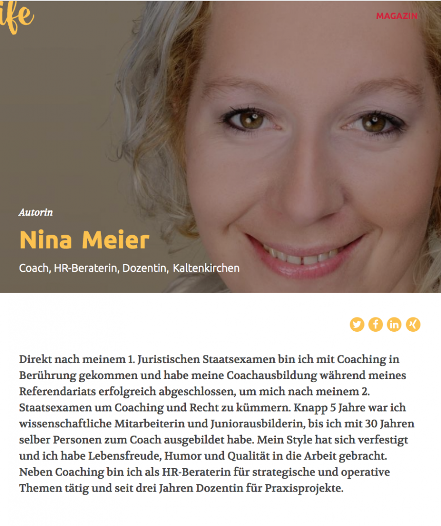 Veröffentlichung von Nina Meier - Coach, Dozentin, Anwältin aus Kaltenkirchen